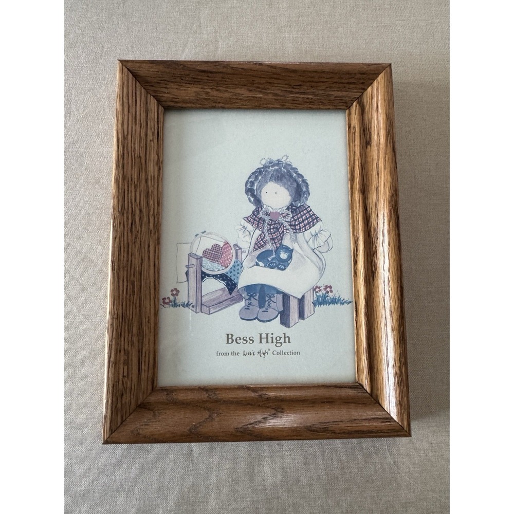 Lizzie‎ High Bess High Framed Art Print Primitive Country Folk Doll Decor 7x9"